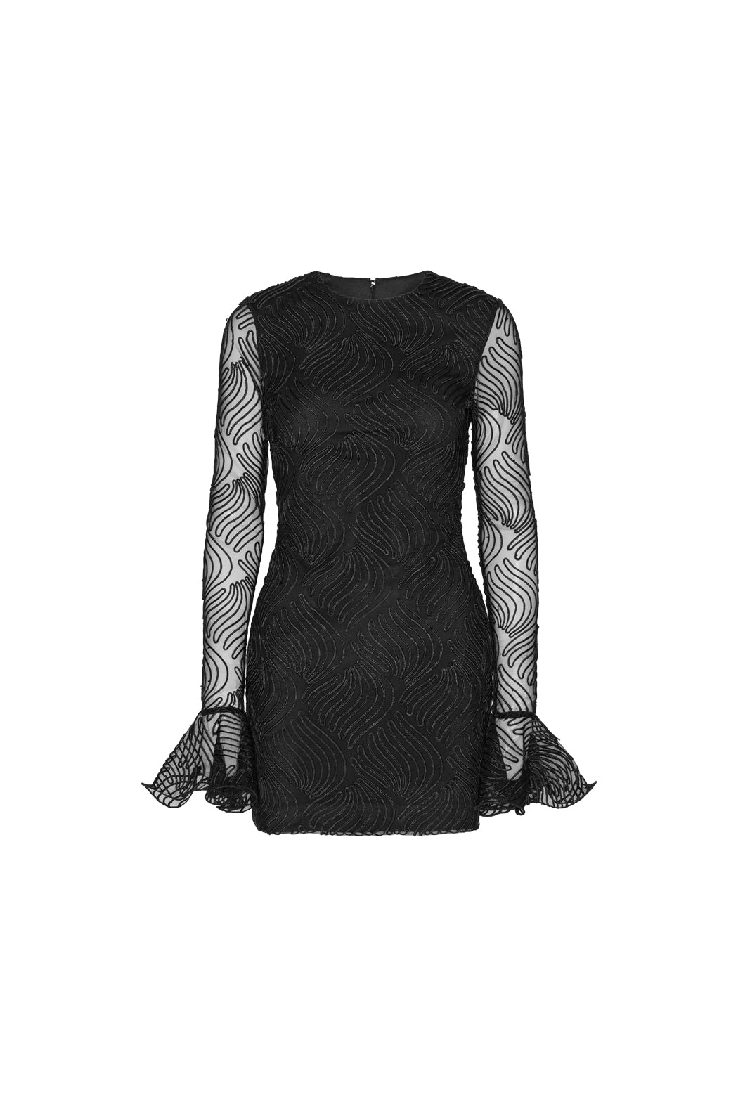 Shiny Mini Flounce Dress - Black
