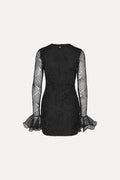 Shiny Mini Flounce Dress - Black