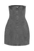 Rhinestone Denimklänning - Grå Denim