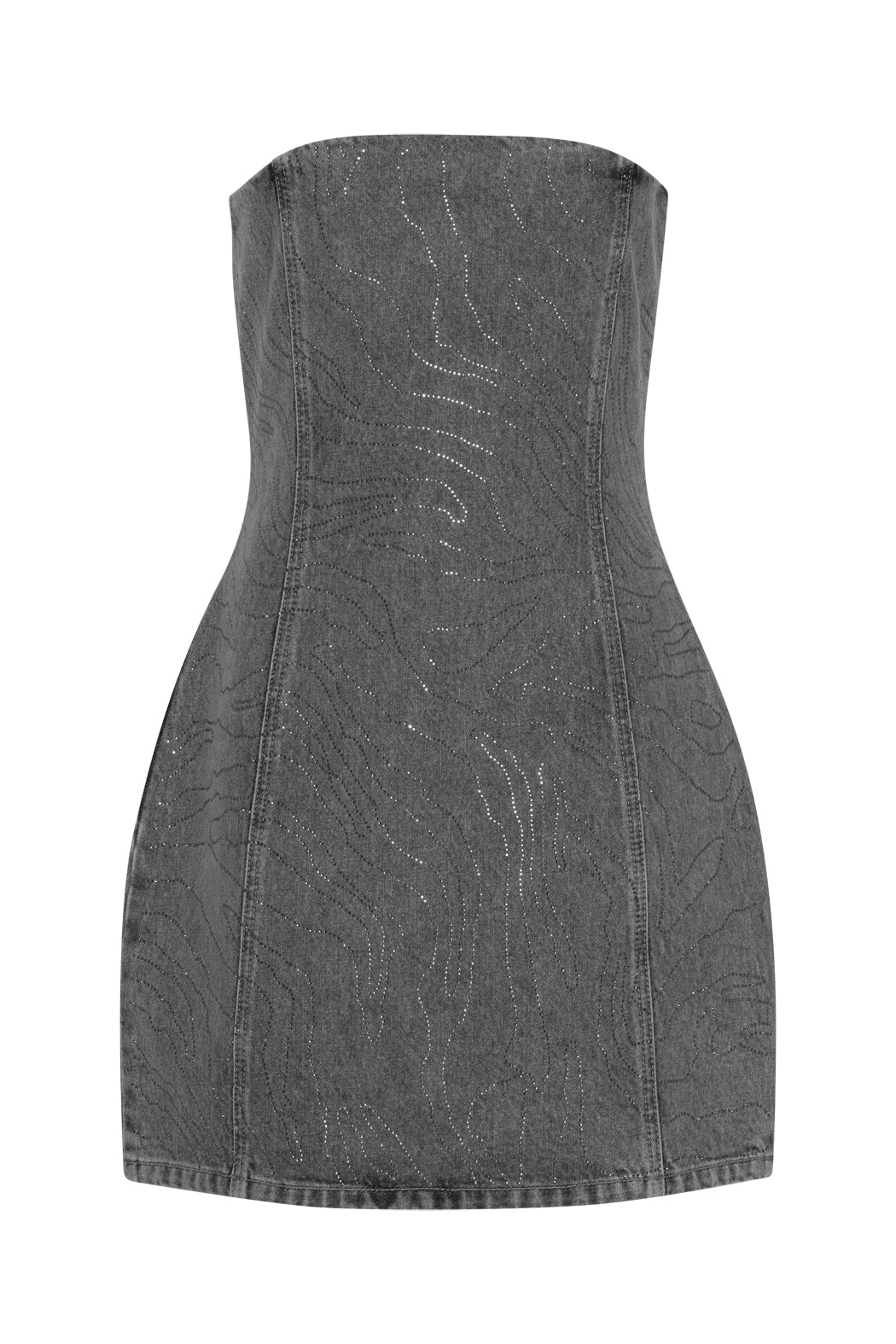 Rhinestone Denimklänning - Grå Denim