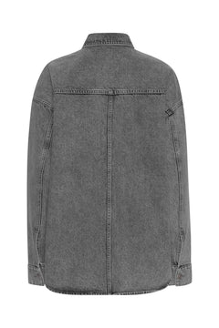 Rhinestone Denim Shirt - Grey Denim
