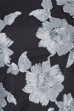 Flower Mesh Ls Mini Dress - Gray Pinstripe Comb.