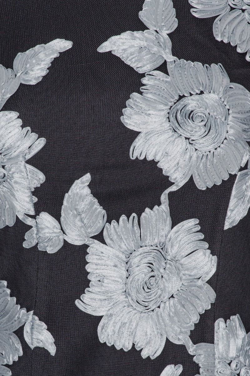 Flower Mesh Ls Mini Dress - Gray Pinstripe Comb.