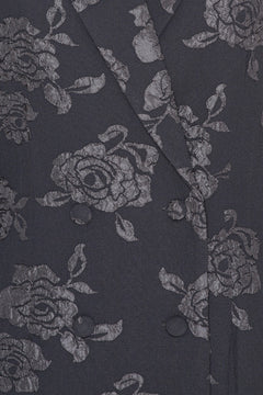 3D Flower Blazer Dress - Gray Pinstripe