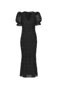 Lace Puff Sleeve Maxi Dress - Black
