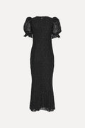 Lace Puff Sleeve Maxi Dress - Black