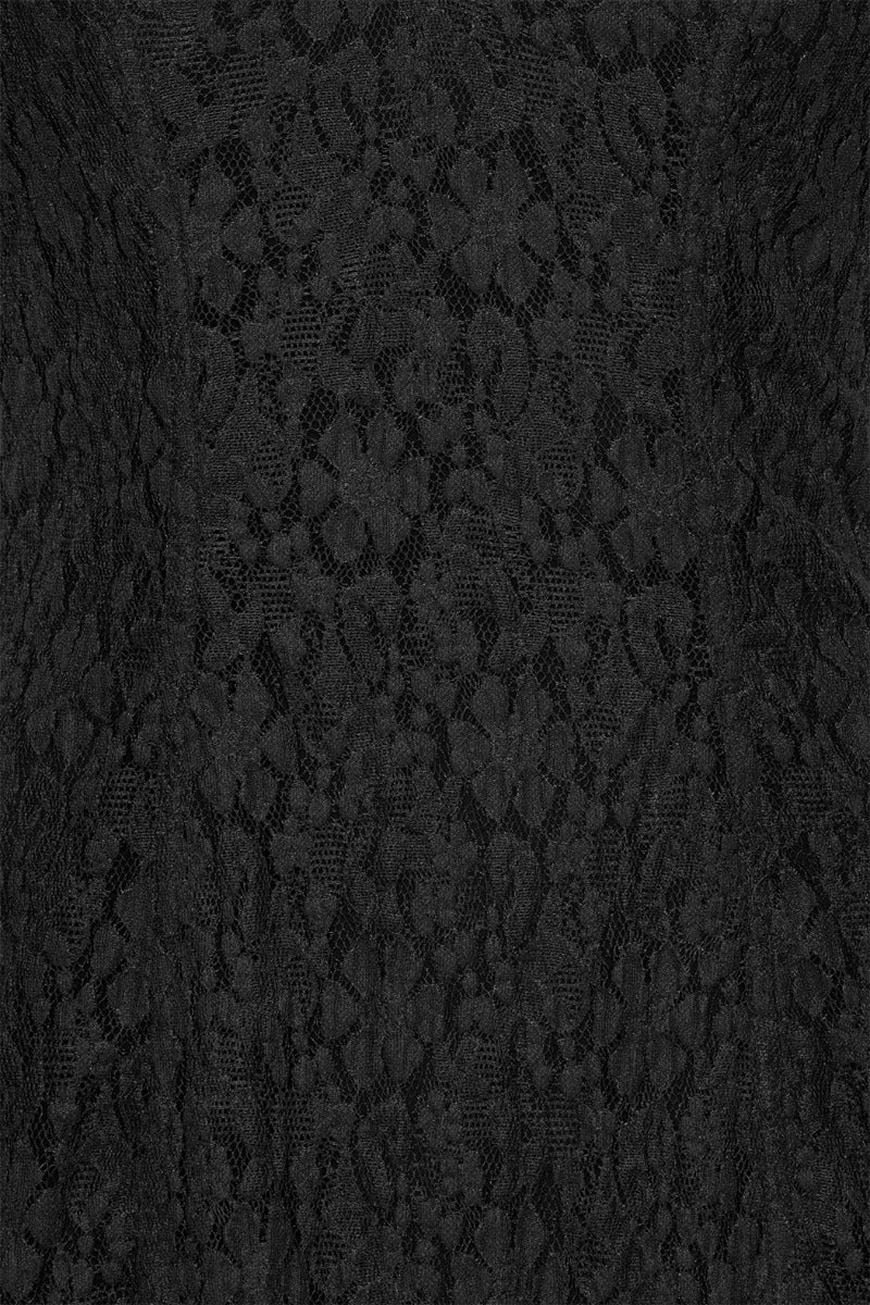 Lace Puff Sleeve Maxi Dress - Black