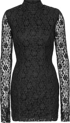 Lace Mini Ls Dress - Black