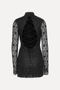 Lace Mini LS Dress - Svart