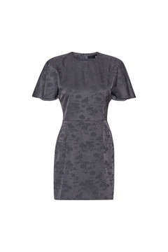 Short Sleeve Mini Dress - Gray Pinstripe