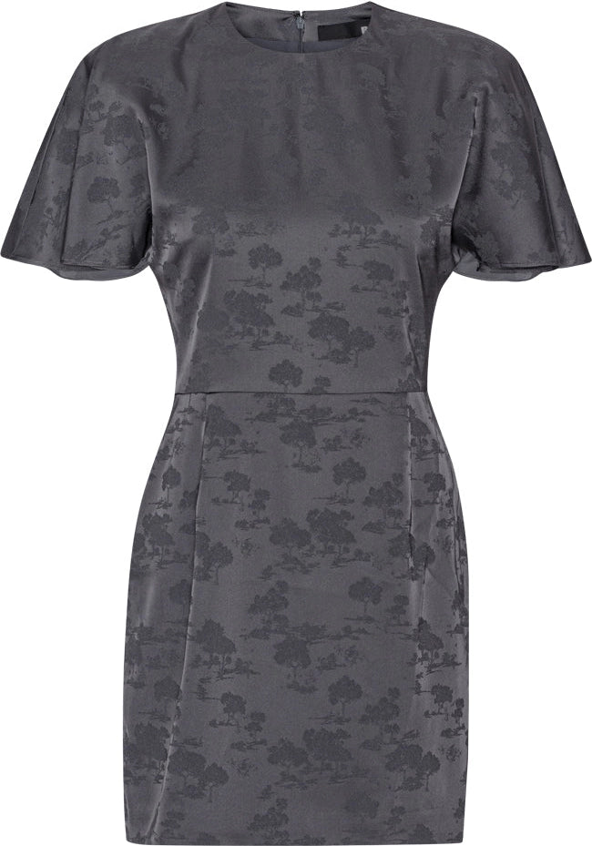 Short Sleeve Mini Dress - Gray Pinstripe