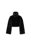 Faux Fur Crop Jacket - Black