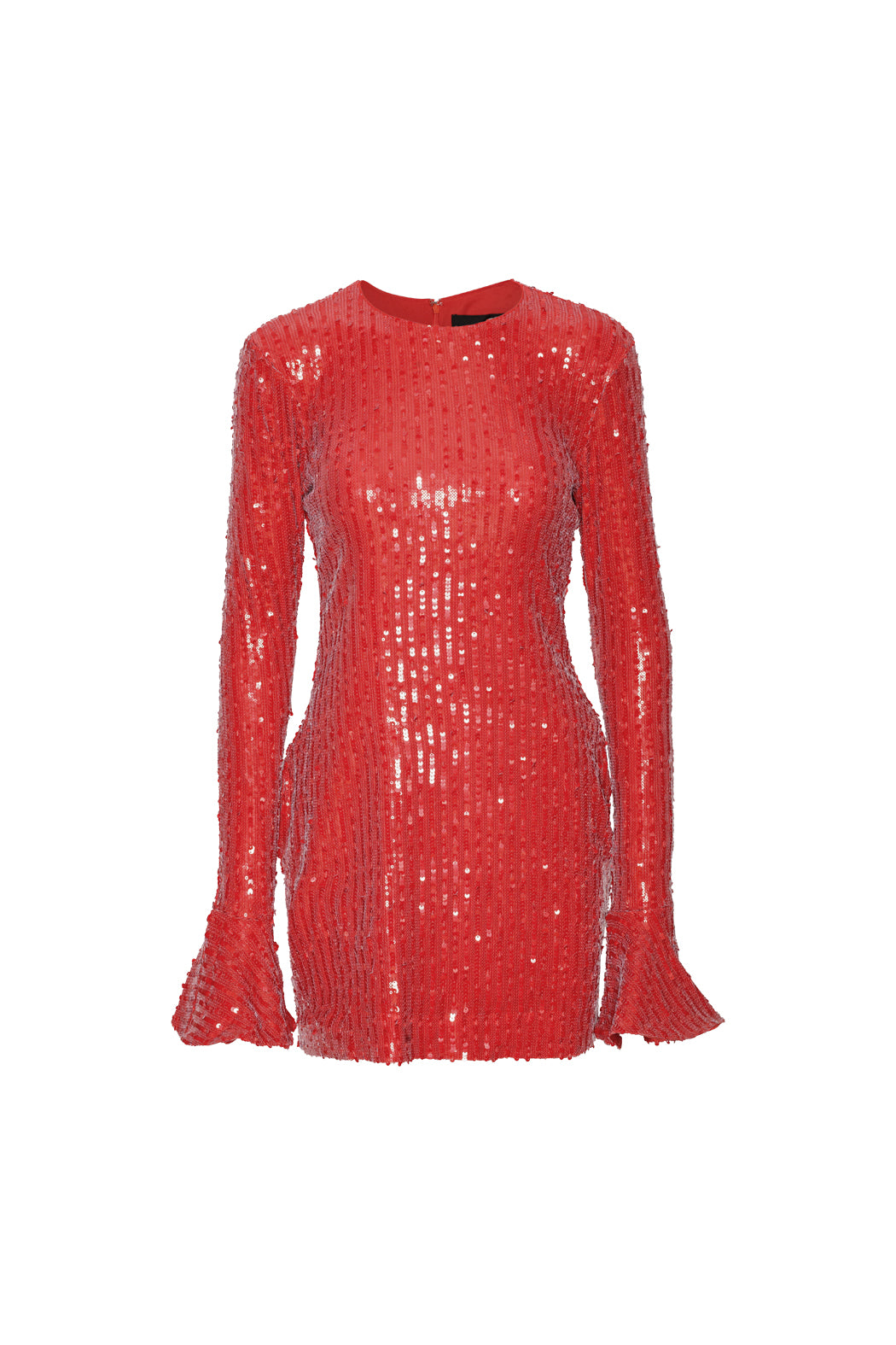 Sequins Ls Mini Dress - Racing Red