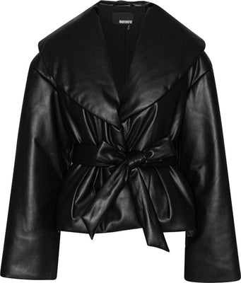 Belted Puffer Jacket - Black