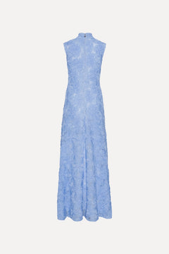 Flower Mesh Maxi Dress - Skyway (Blue)