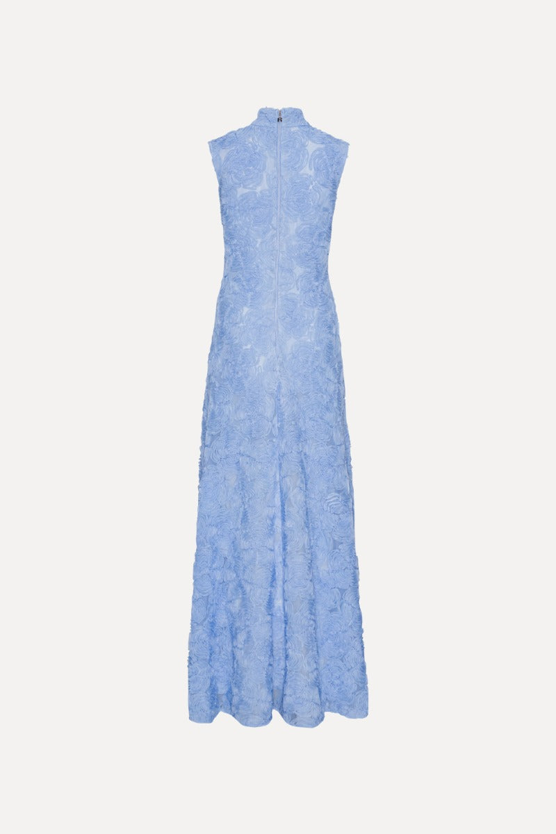 Flower Mesh Maxi Dress - Skyway (Blå)