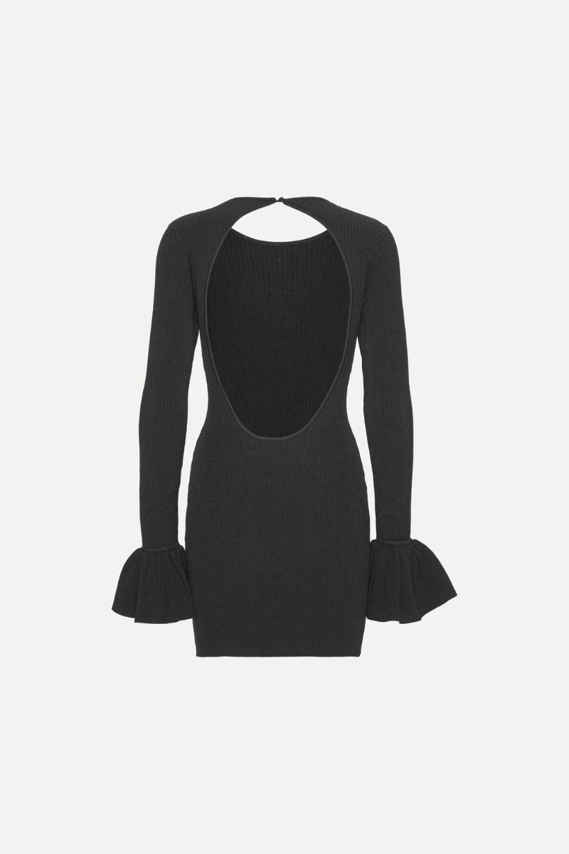 Knit Mini Cutout Dress - Svart