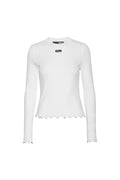 ROTATE Birger Christensen Rib Longsleeve Top - Vit