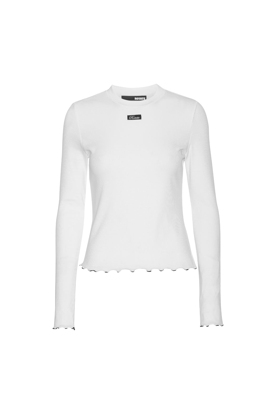 ROTATE Birger Christensen Rib Longsleeve Top - Vit