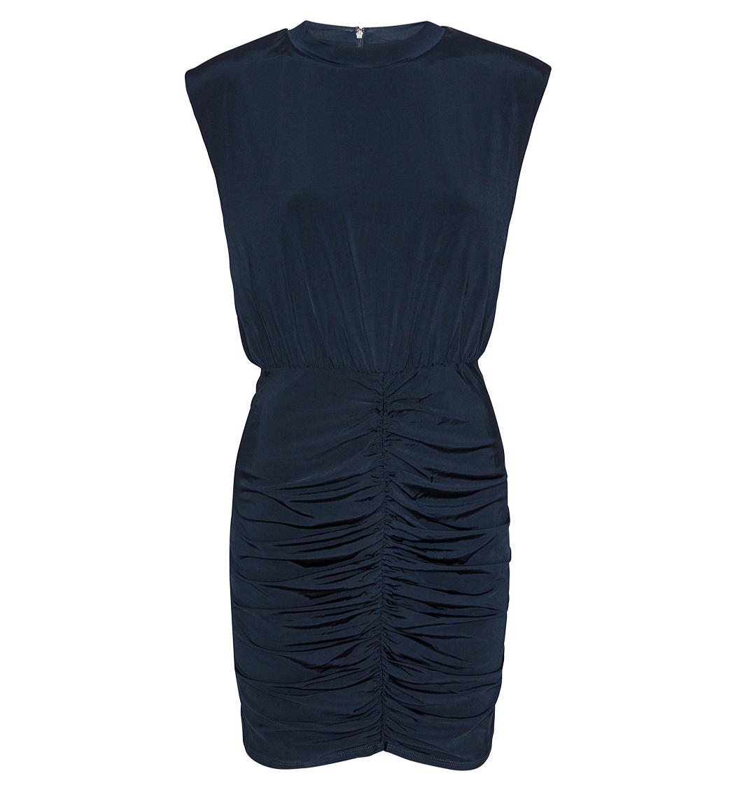 Slinky Ruched Mini Dress - Sky Captain (Dark Blue)