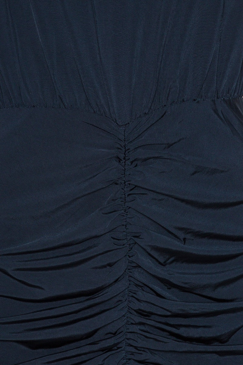 Slinky Ruched Mini Dress - Sky Captain (Dark Blue)