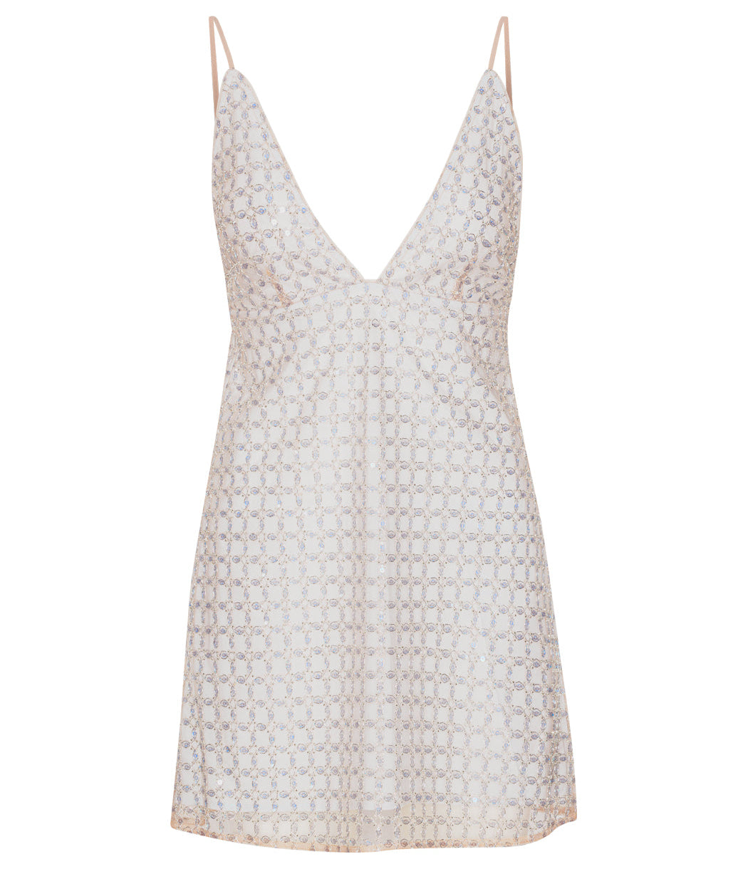 Beaded A-Line Mini Dress - Doeskin (Beige)