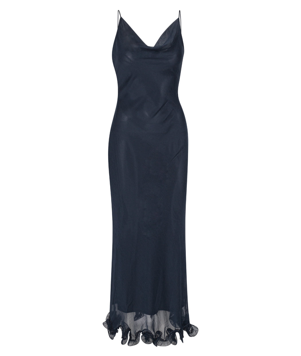 Chiffon Ruffle Slip Dress - Sky Captain (Mörkblå)