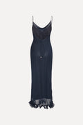 Chiffon Ruffle Slip Dress - Sky Captain (Mörkblå)