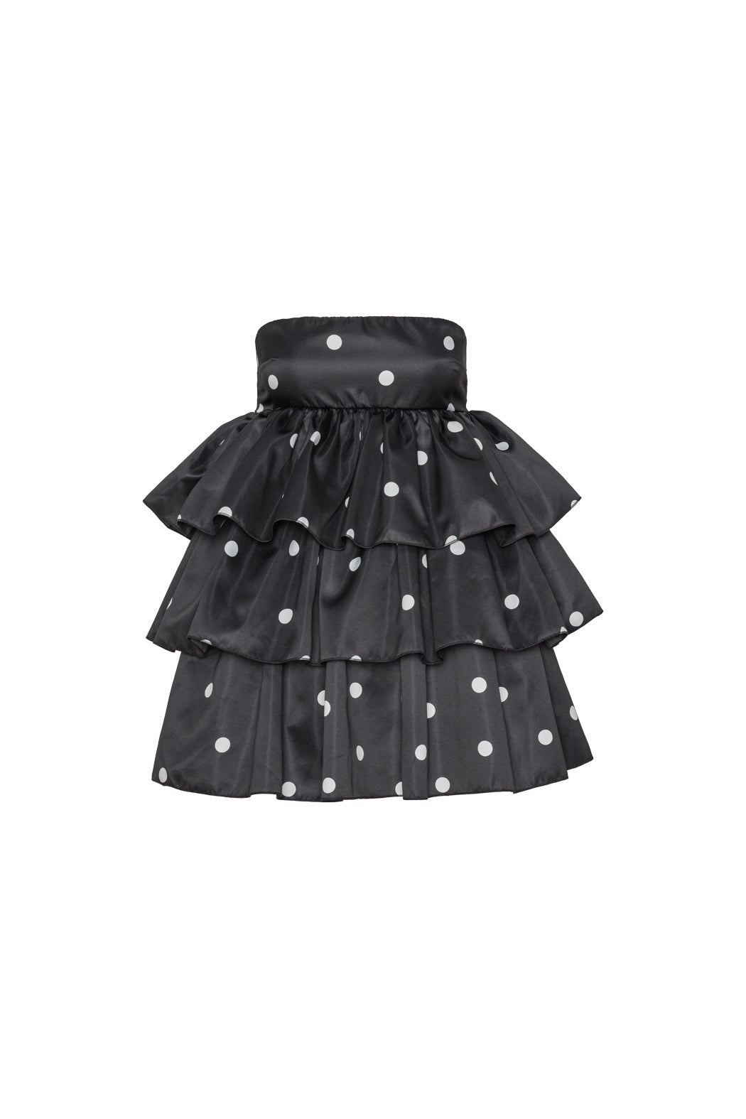 ROTATE Satin Ruffle Dress - Black Comb