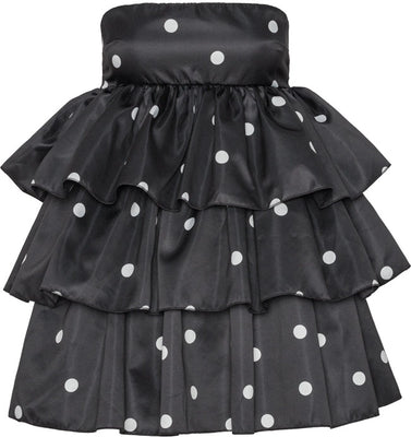ROTATE Satin Ruffle Dress - Black Comb