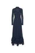 Chiffon Maxi Ruffle Dress - Sky Captain (Dark Blue)