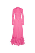 Chiffon Maxi Ruffle Dress - Carmine Rose (Pink)
