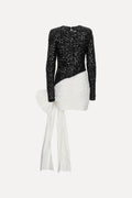 Sequins Bow Mini Dress - Black