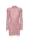 Sequin Fringe Mini Dress - Peachskin