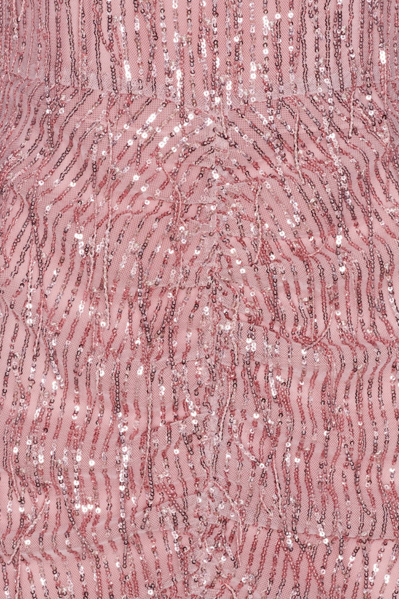 Sequin Fringe Mini Dress - Peachskin