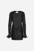 Sequins Mini Ls Dress - Black