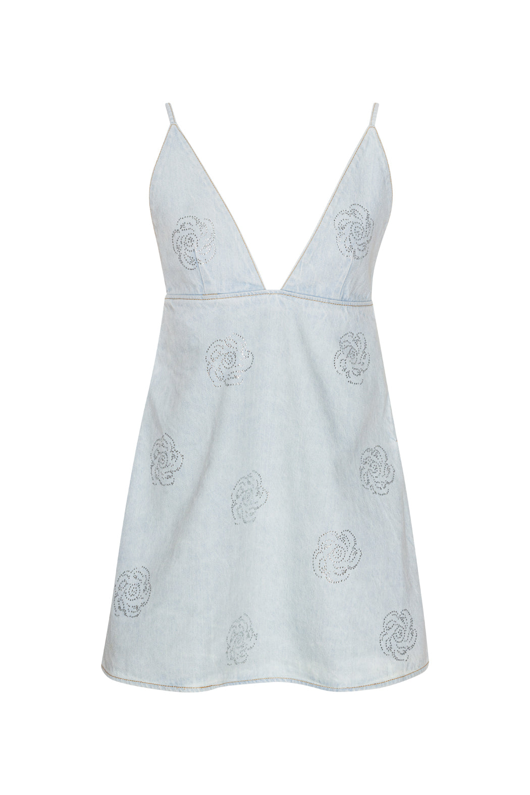 Denim Stud Mini Dress - Ljusblå