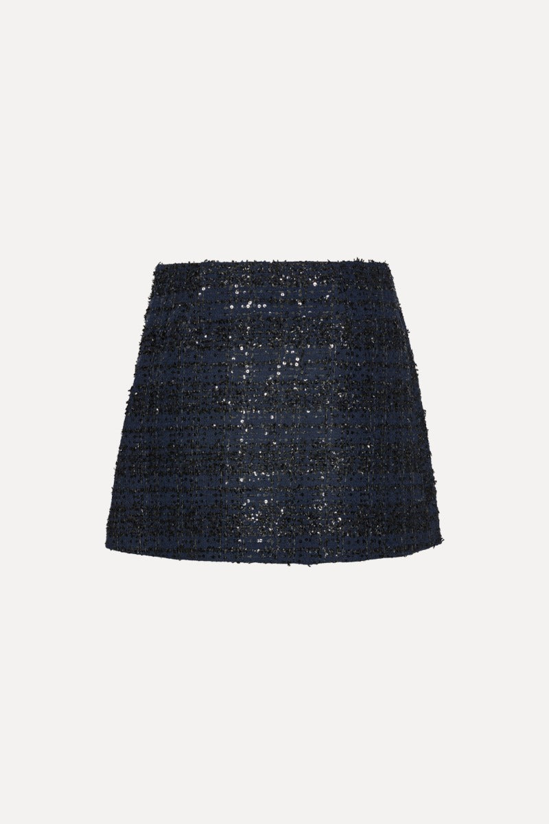 ROTATE Birger Christensen Bouclé minikjol - Navy Blazer