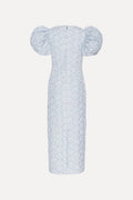 Jacquard Midi Puffy Dress - Illusion Blue