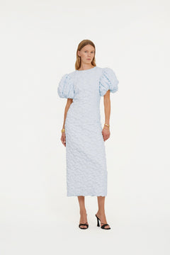 Jacquard Midi Puffy Dress - Illusion Blue
