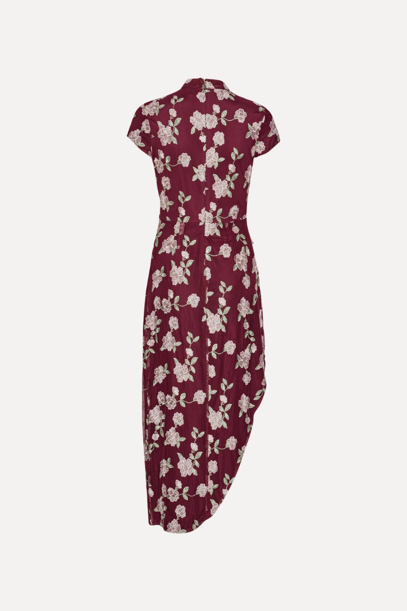 Mesh Asymmetric Dress - Zinfandel Comb.