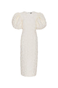 Jacquard Midi Puffy Dress - Egret