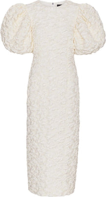 Jacquard Midi Puffy Dress - Egret