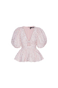 Jacquard Puff Sleeve Top - Ballerina