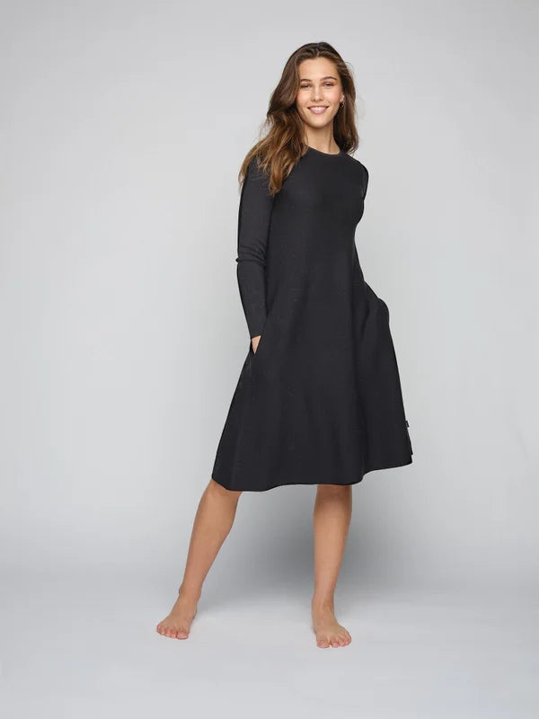 Cecilie Long Merino Dress - Black