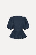 Puff Sleeve Bubble Top - Navy Blazer