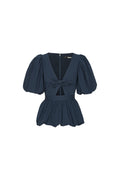Puff Sleeve Bubble Top - Navy Blazer