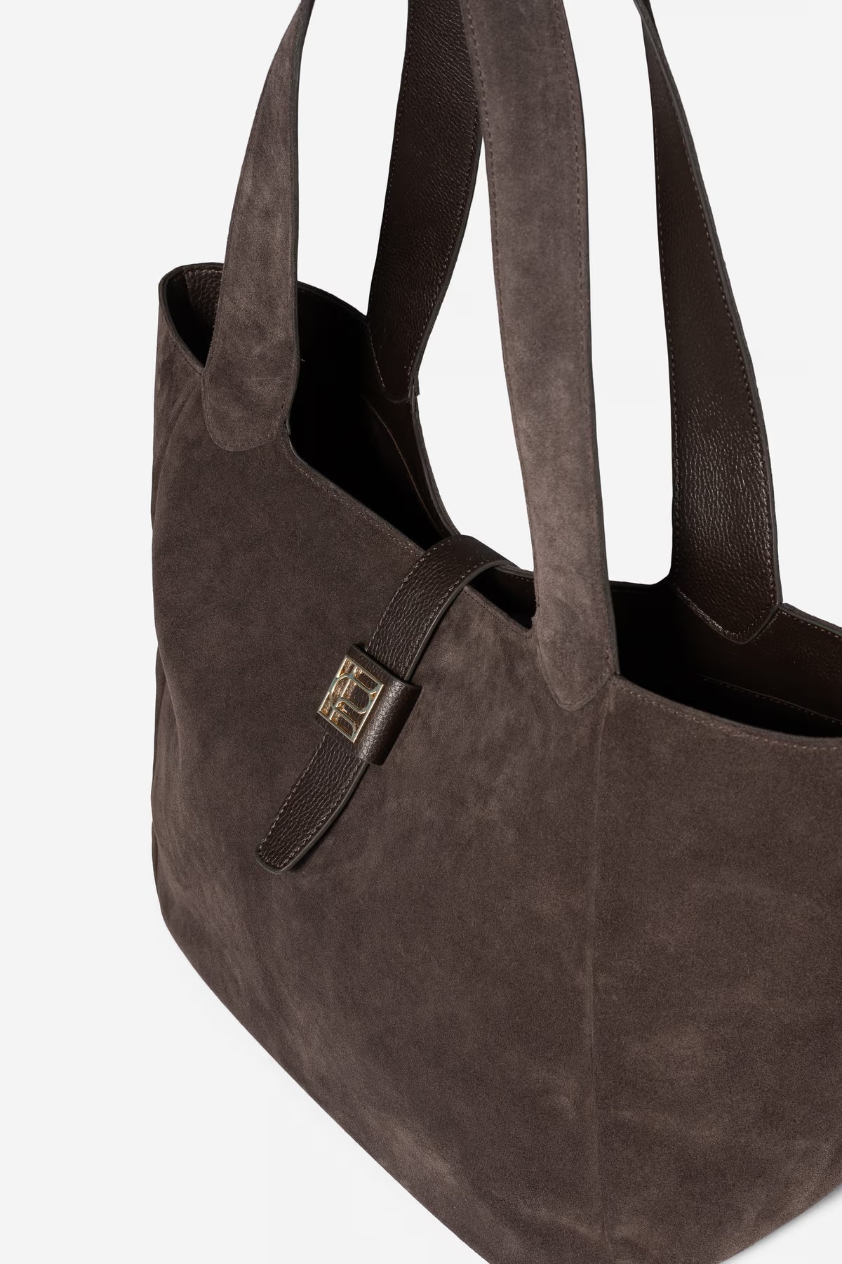 Lucille Tote Bag Large - Dark Brown Suede