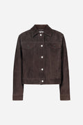 Leslie Leather Jacket - Mörkbrun Mocka
