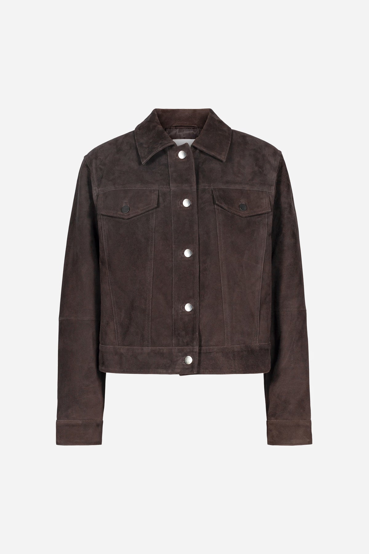 Leslie Leather Jacket - Mörkbrun Mocka